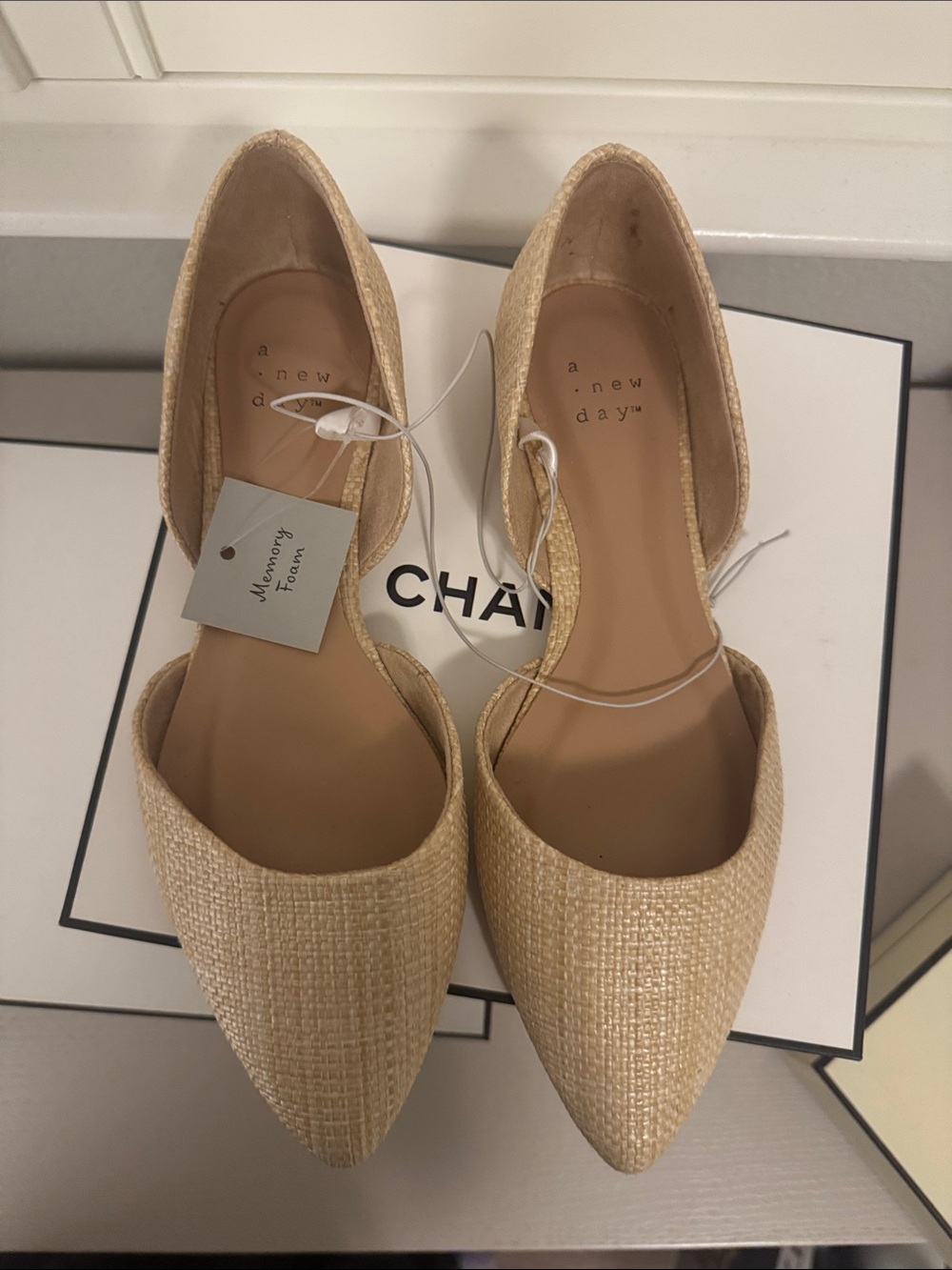 Target Beige Woven Pointed D'Orsay Flats